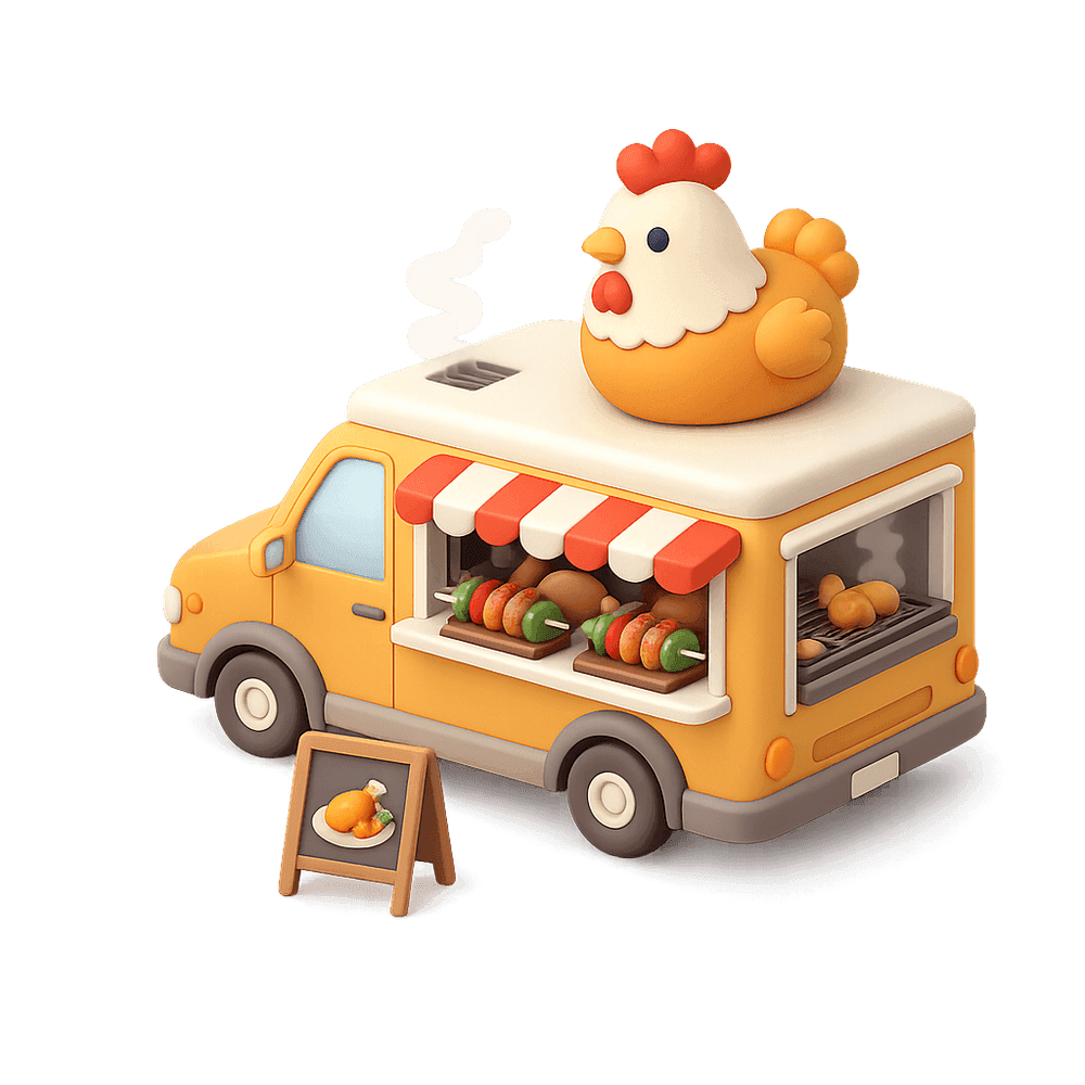 Illustration of a poultry delivery vendor